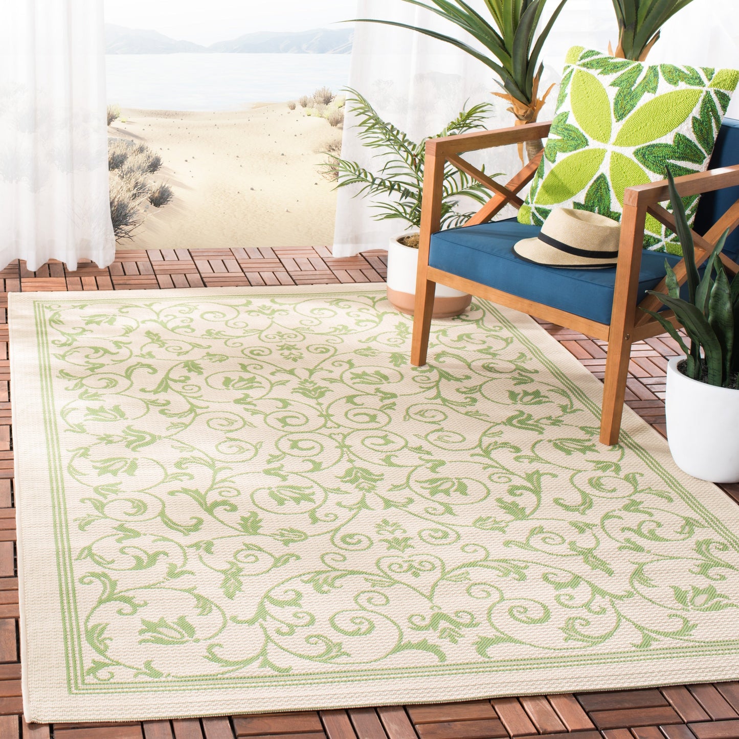 Tapis de jardin imperméable d'intérieur/extérieur SAFAVIEH Courtyard Miljeta