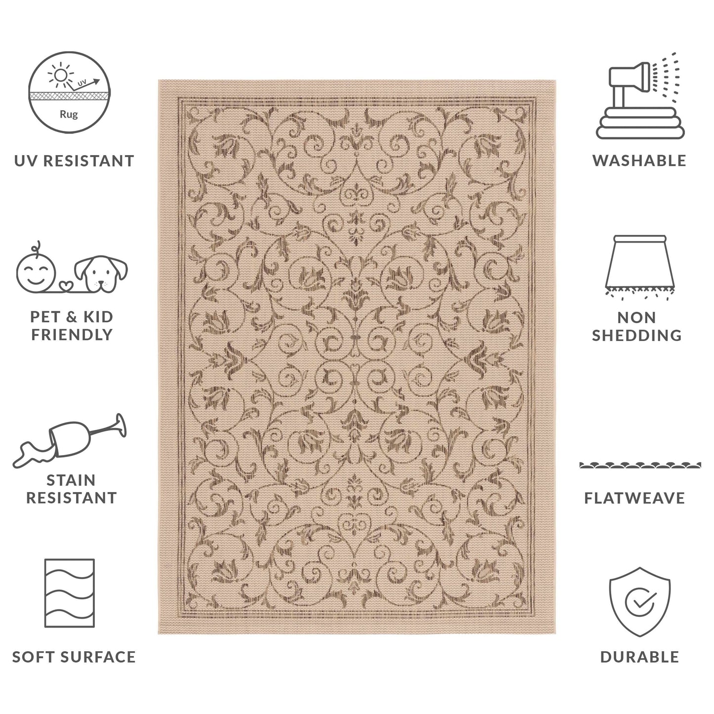 Tapis de jardin imperméable d'intérieur/extérieur SAFAVIEH Courtyard Miljeta