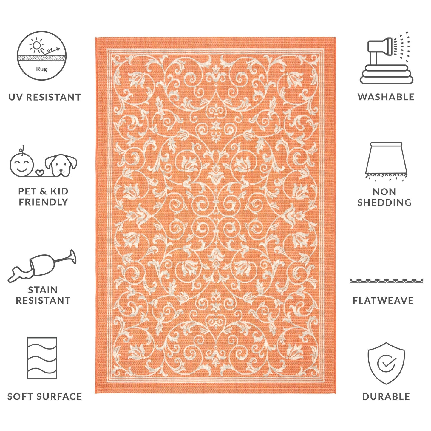 Tapis de jardin imperméable d'intérieur/extérieur SAFAVIEH Courtyard Miljeta