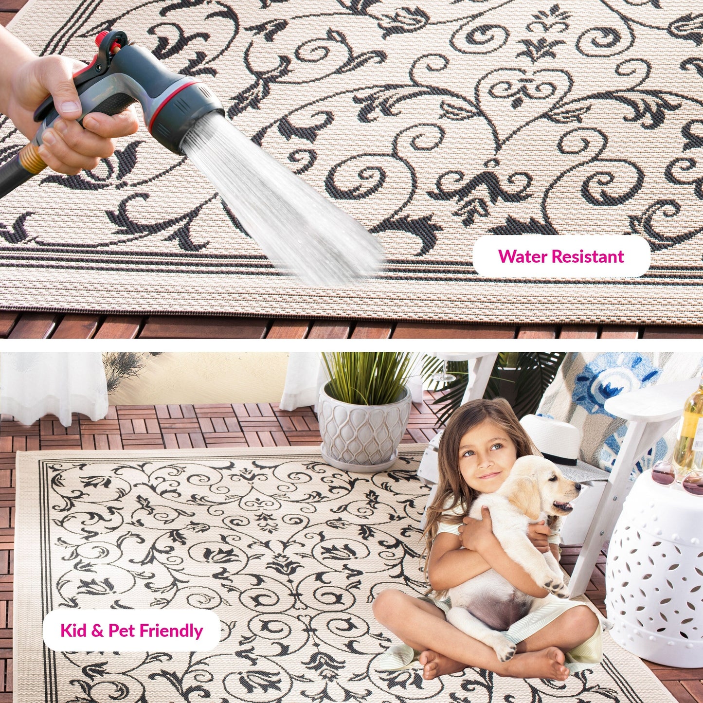 Tapis de jardin imperméable d'intérieur/extérieur SAFAVIEH Courtyard Miljeta