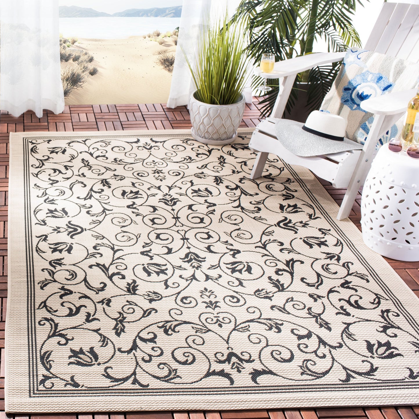 Tapis de jardin imperméable d'intérieur/extérieur SAFAVIEH Courtyard Miljeta