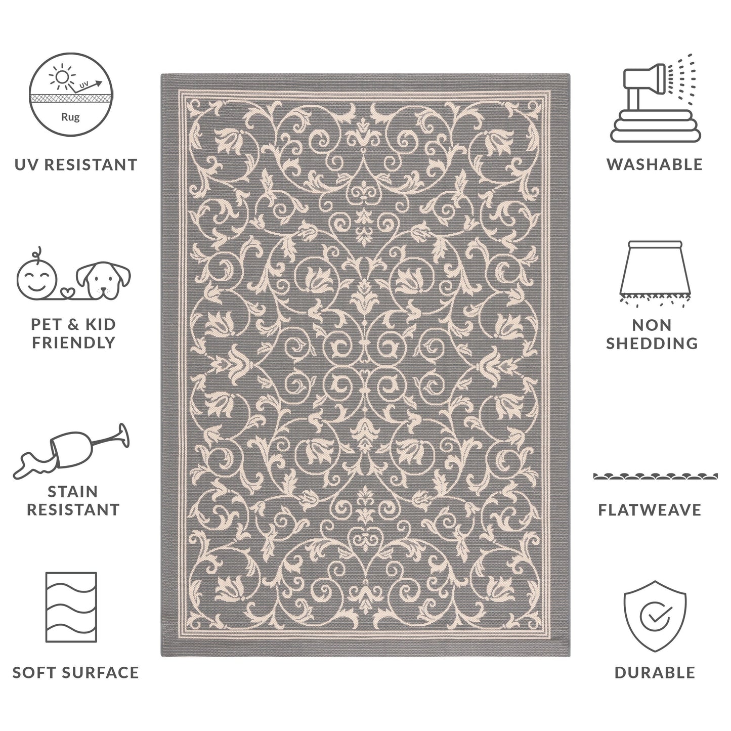 Tapis de jardin imperméable d'intérieur/extérieur SAFAVIEH Courtyard Miljeta