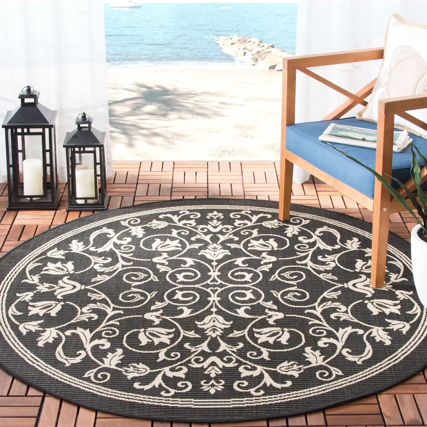 Tapis de jardin imperméable d'intérieur/extérieur SAFAVIEH Courtyard Miljeta