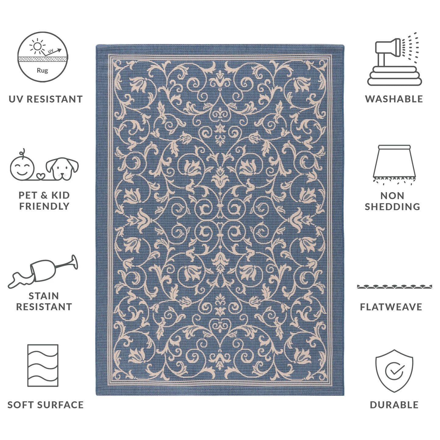 Tapis de jardin imperméable d'intérieur/extérieur SAFAVIEH Courtyard Miljeta