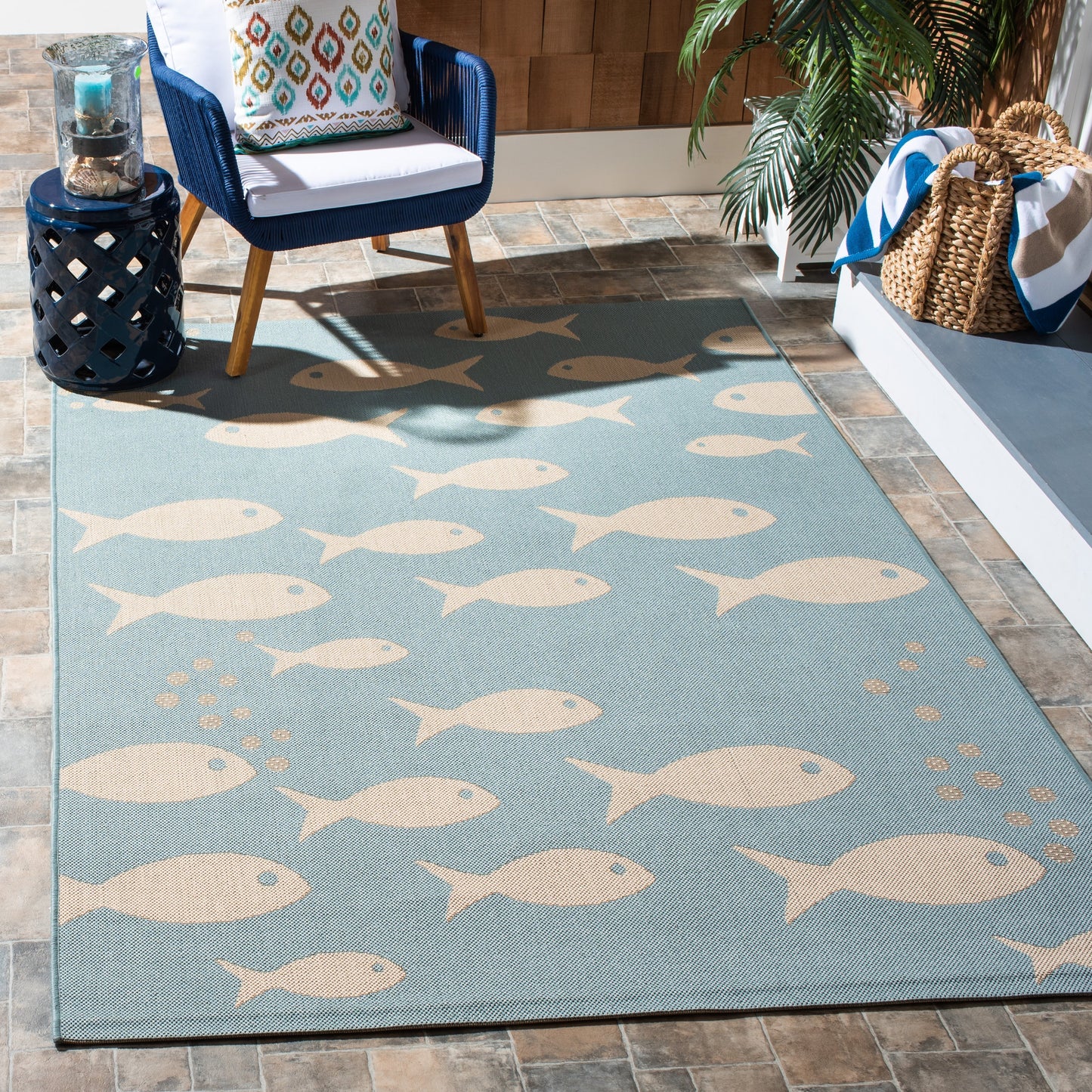 Tapis de jardin imperméable pour intérieur/extérieur SAFAVIEH Courtyard Ragne