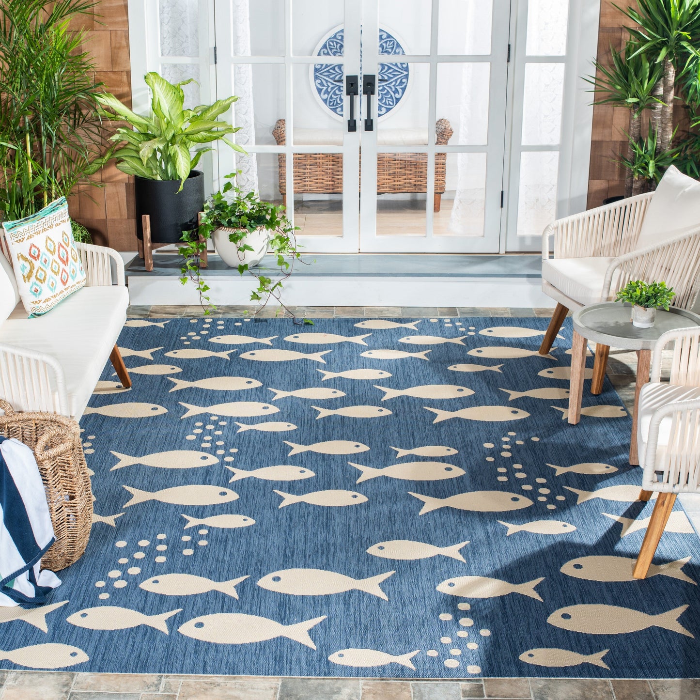 Tapis de jardin imperméable pour intérieur/extérieur SAFAVIEH Courtyard Ragne