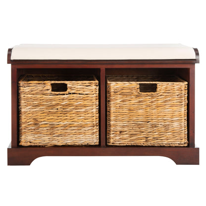 Banc de rangement tressé marron Euphemia de SAFAVIEH - 33,5 x 16,1 x 19,9 - 34 L x 16 P x 20 H
