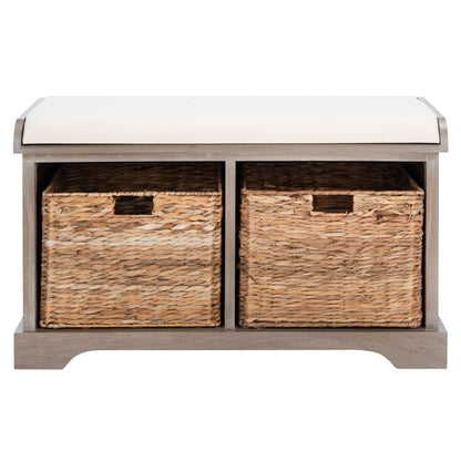 Banc de rangement tressé marron Euphemia de SAFAVIEH - 33,5 x 16,1 x 19,9 - 34 L x 16 P x 20 H