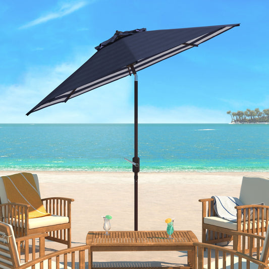 SAFAVIEH Hadire Inside Out Striped 9 Ft Crank Outdoor Umbrella