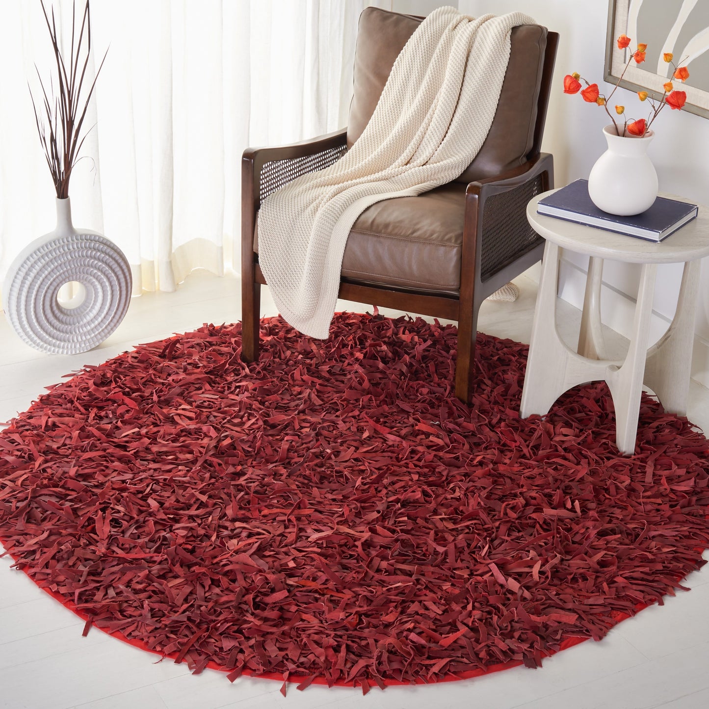 Tapis décoratif moderne en cuir fait main SAFAVIEH Shag Doinita