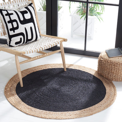 Tapis rond en jute fait main en fibres naturelles Jolette avec bordure SAFAVIEH