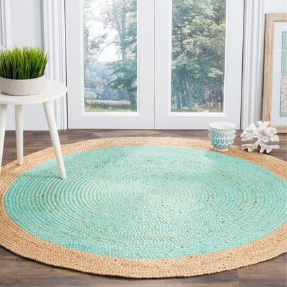 Tapis rond en jute fait main en fibres naturelles Jolette avec bordure SAFAVIEH