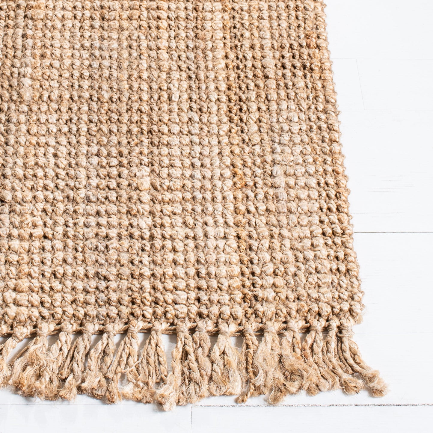 Tapis Mirnesa en jute fait main en fibre naturelle avec franges SAFAVIEH