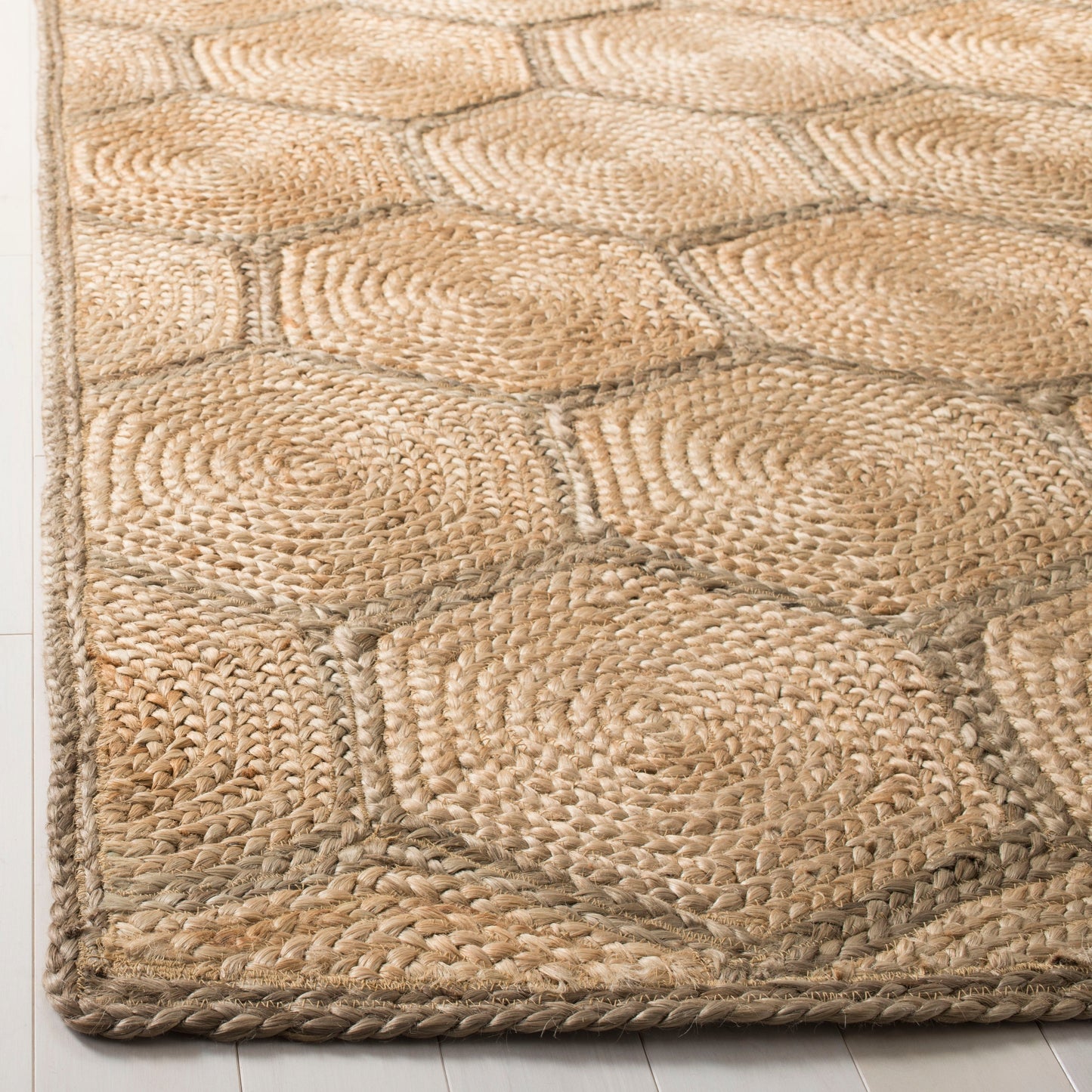 Tapis en jute nid d'abeille Nargiz en fibre naturelle fait main SAFAVIEH