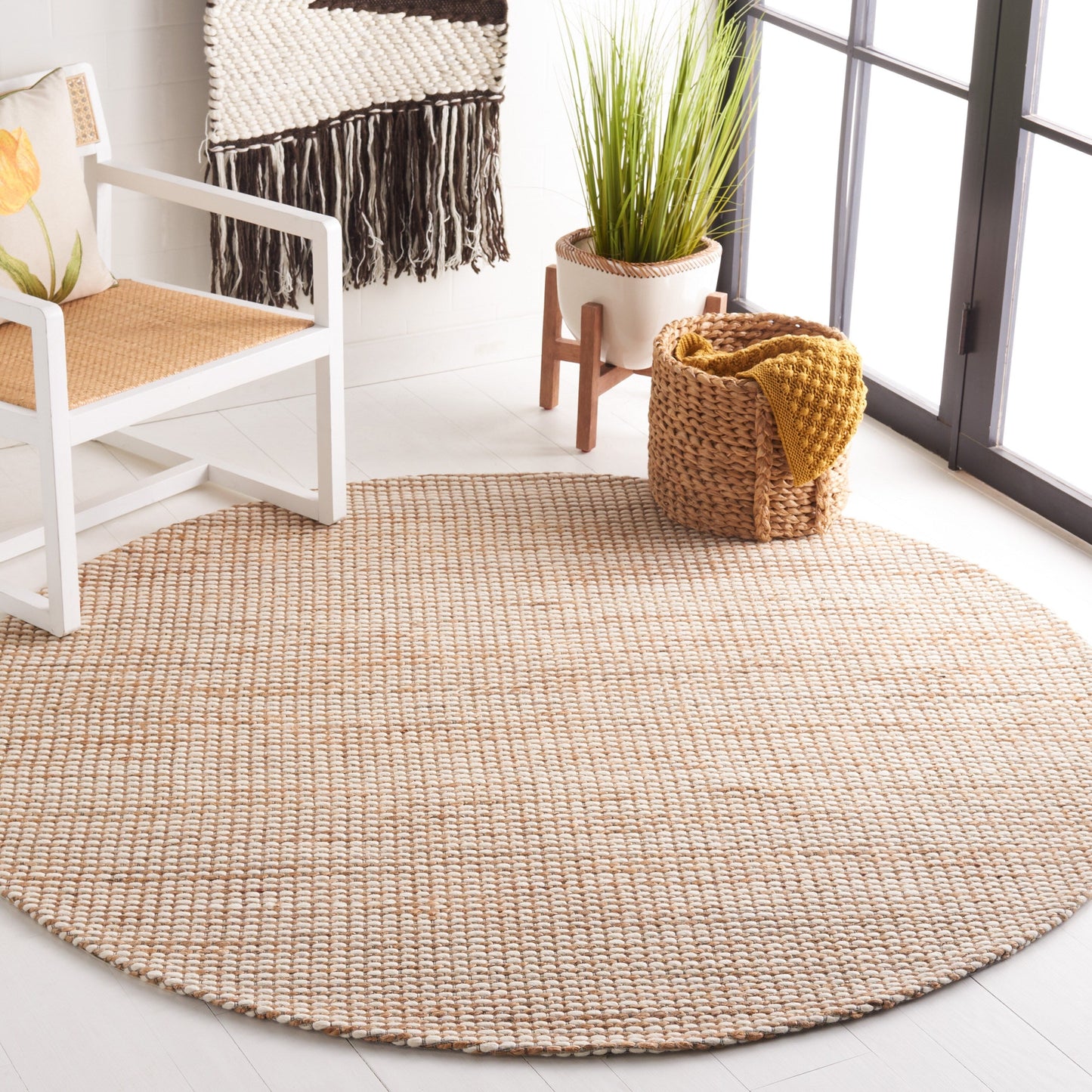 Tapis fait main en fibre naturelle Yareli en jute et laine SAFAVIEH.