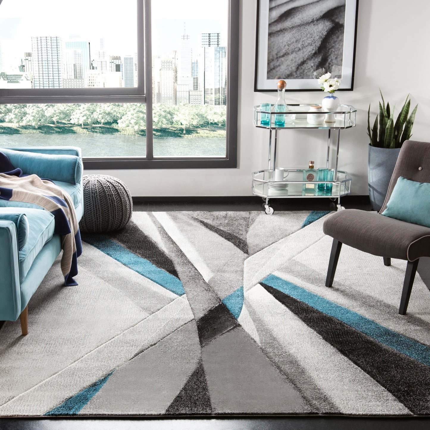 Tapis abstrait moderne du milieu du siècle SAFAVIEH Hollywood Takae