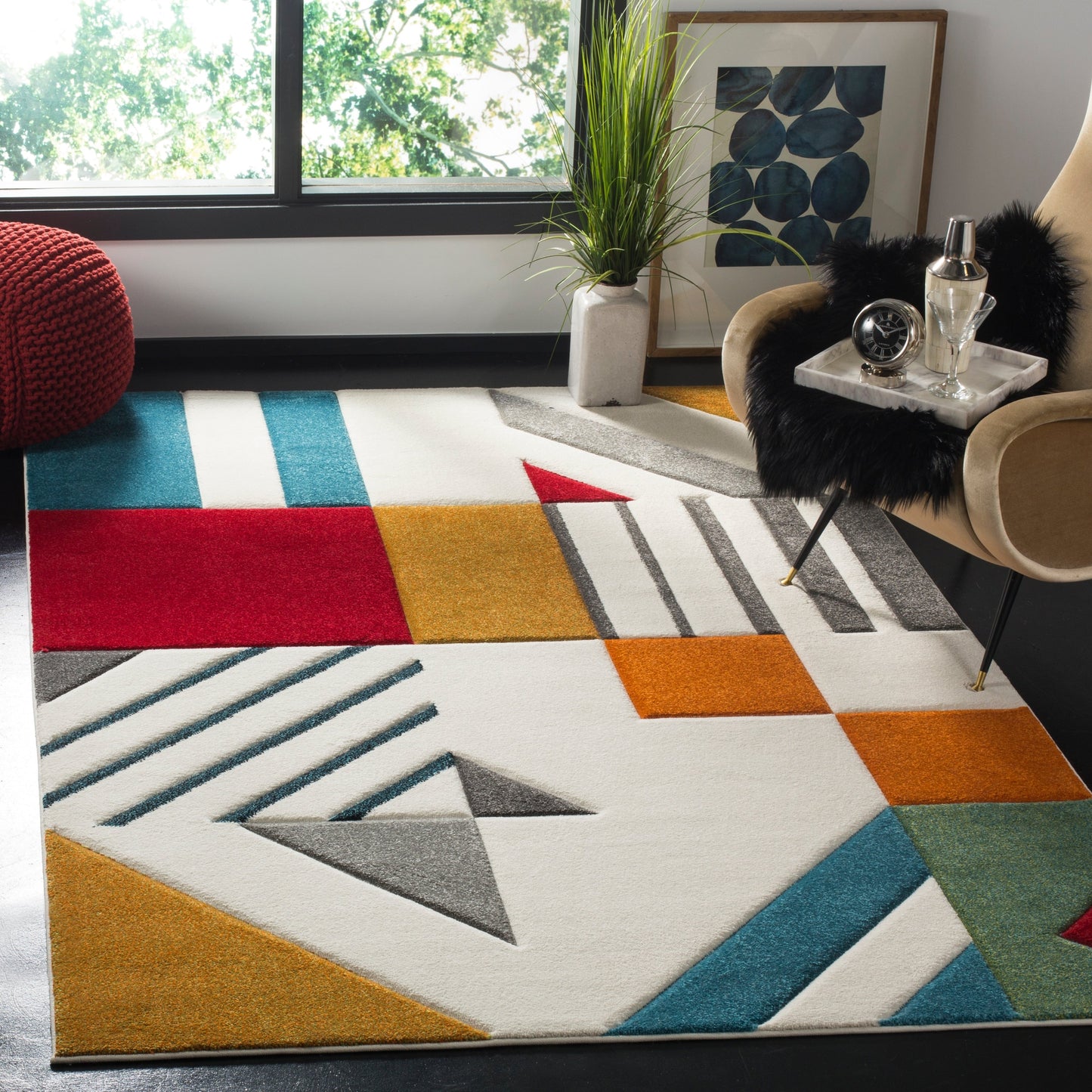 Tapis abstrait moderne du milieu du siècle SAFAVIEH Hollywood Tzana