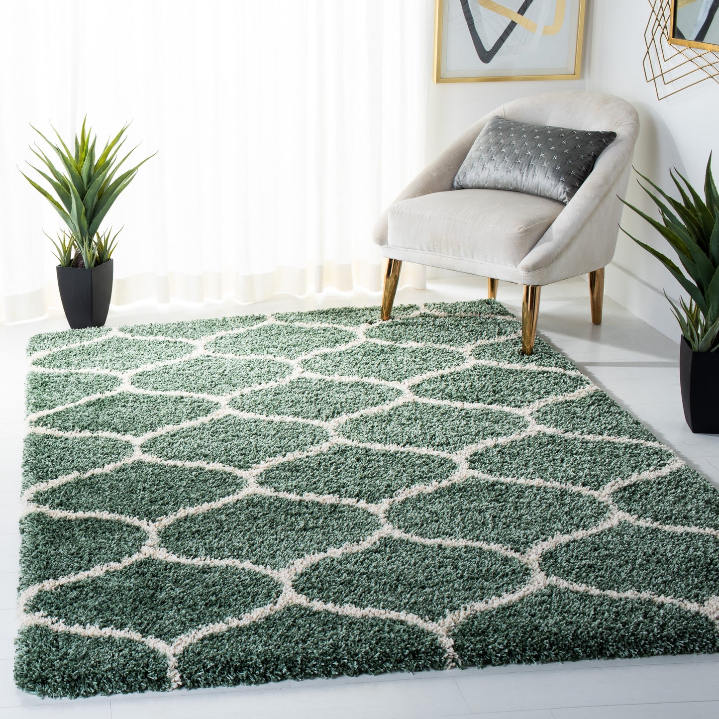 Tapis SAFAVIEH Hudson Shag Pushpa Trellis de 2 pouces d'épaisseur