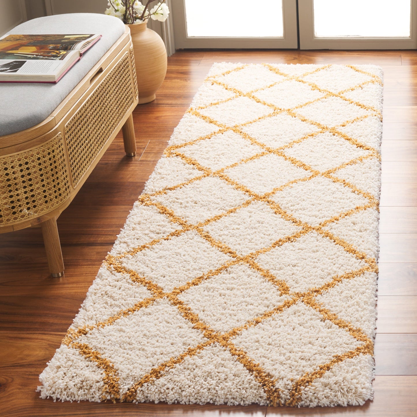 Tapis SAFAVIEH Hudson Shag Raili Diamond Treillis de 2 pouces d'épaisseur