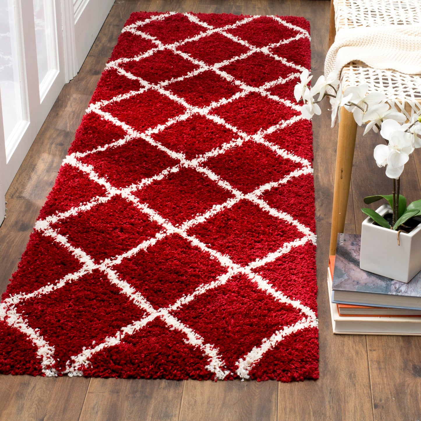Tapis SAFAVIEH Hudson Shag Raili Diamond Treillis de 2 pouces d'épaisseur