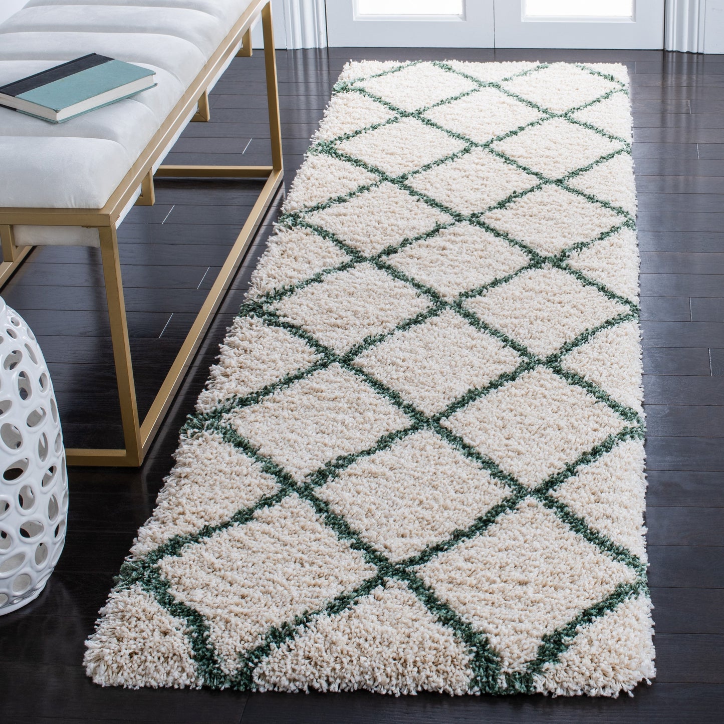 Tapis SAFAVIEH Hudson Shag Raili Diamond Treillis de 2 pouces d'épaisseur