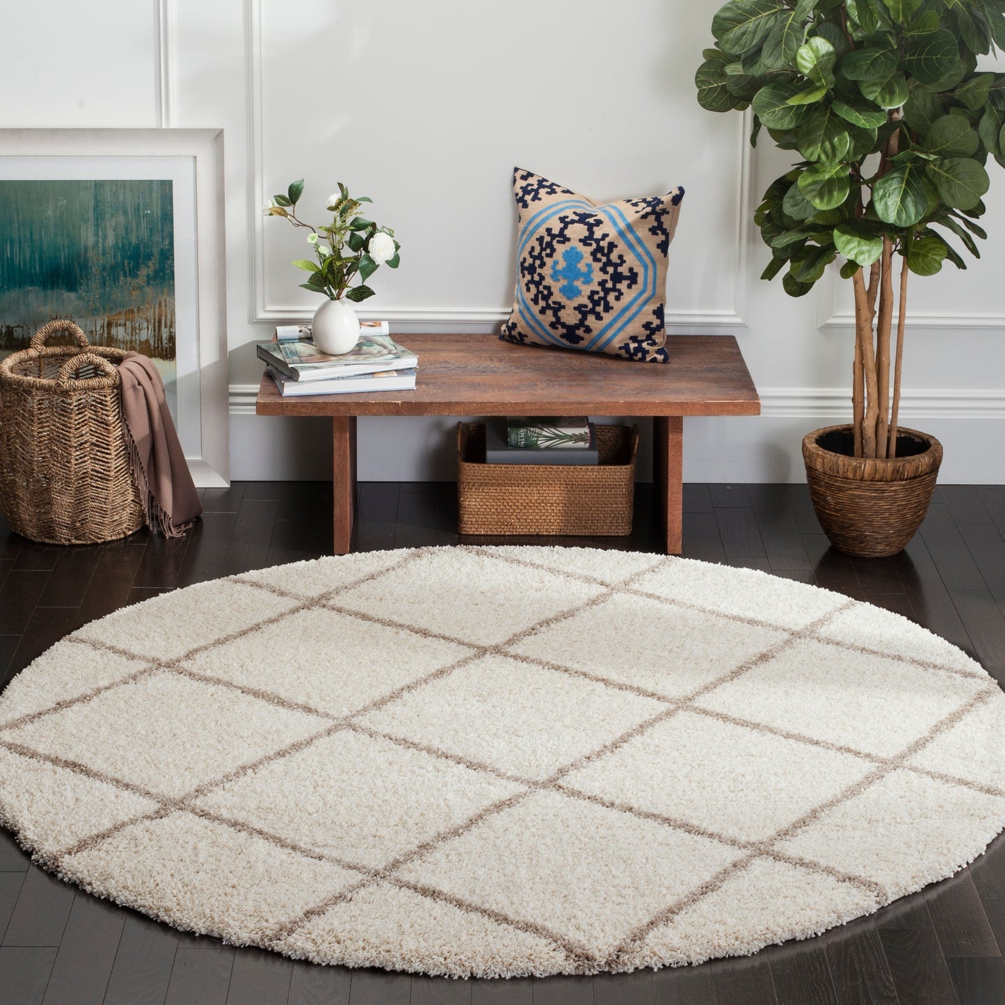 Tapis SAFAVIEH Hudson Shag Raili Diamond Treillis de 2 pouces d'épaisseur