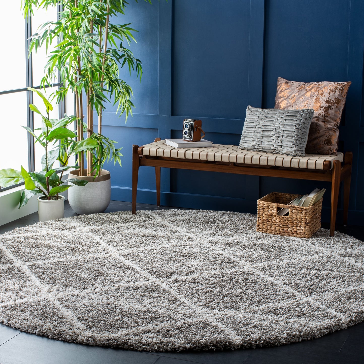 Tapis SAFAVIEH Hudson Shag Raili Diamond Treillis de 2 pouces d'épaisseur