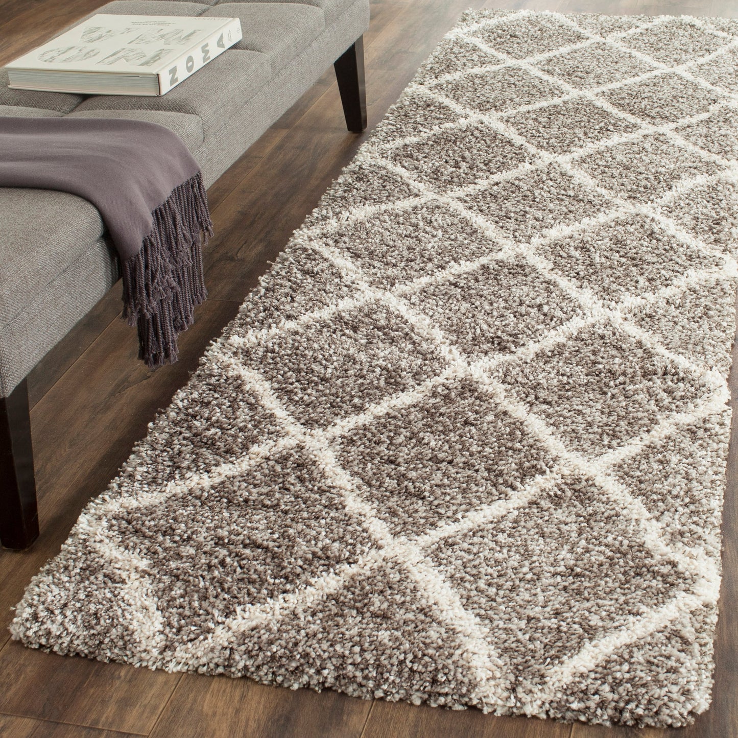 Tapis SAFAVIEH Hudson Shag Raili Diamond Treillis de 2 pouces d'épaisseur