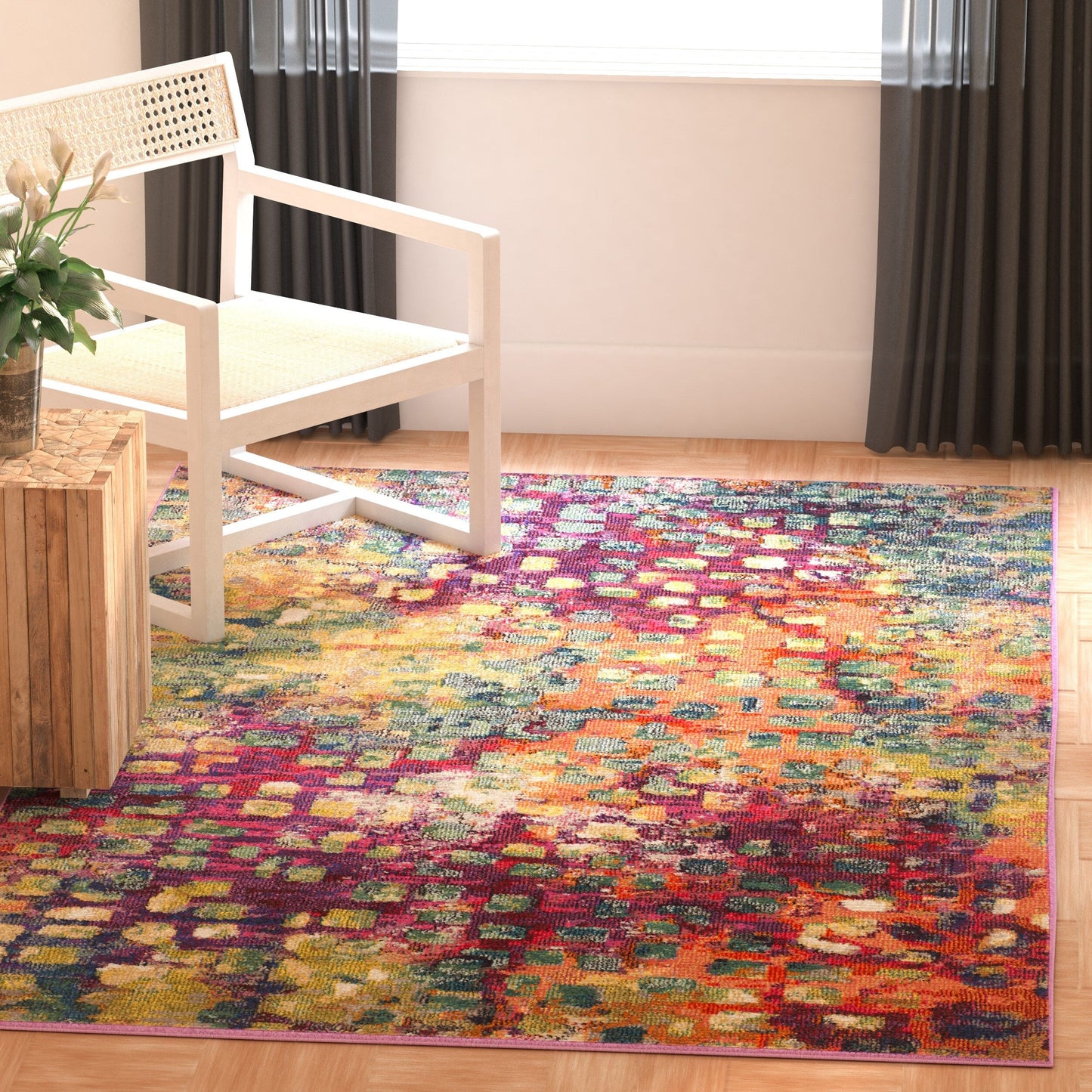 Tapis SAFAVIEH Monaco Panna Boho abstrait moderne aquarelle