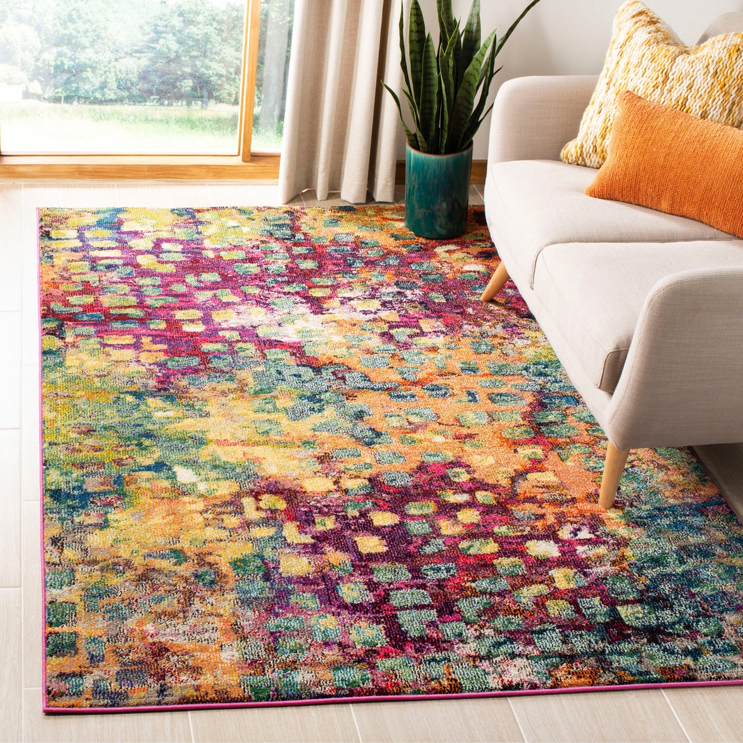 Tapis SAFAVIEH Monaco Panna Boho abstrait moderne aquarelle