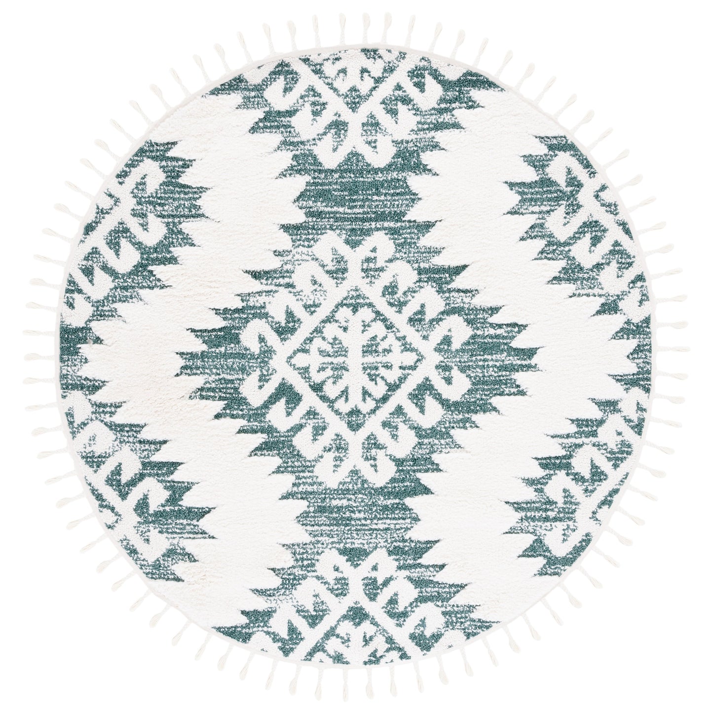 SAFAVIEH Tapis à poils longs marocains à pampilles Berneice Boho Tribal 2 pouces d'épaisseur