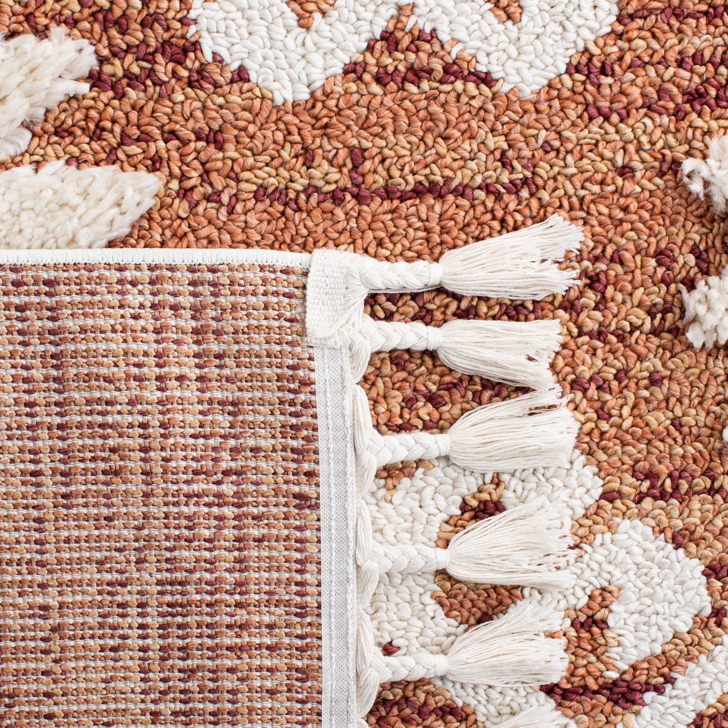 SAFAVIEH Tapis à poils longs marocains à pampilles Berneice Boho Tribal 2 pouces d'épaisseur