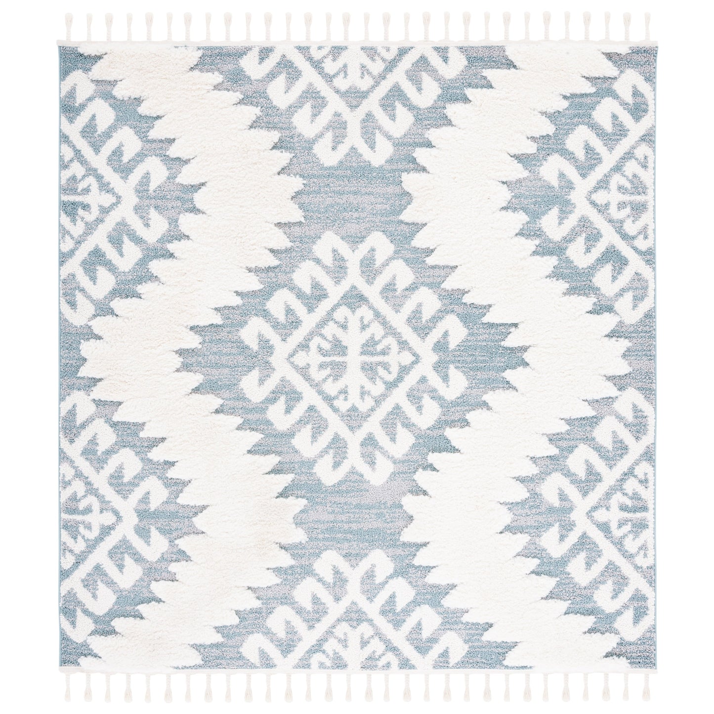 SAFAVIEH Tapis à poils longs marocains à pampilles Berneice Boho Tribal 2 pouces d'épaisseur