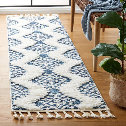 SAFAVIEH Tapis à poils longs marocains à pampilles Berneice Boho Tribal 2 pouces d'épaisseur