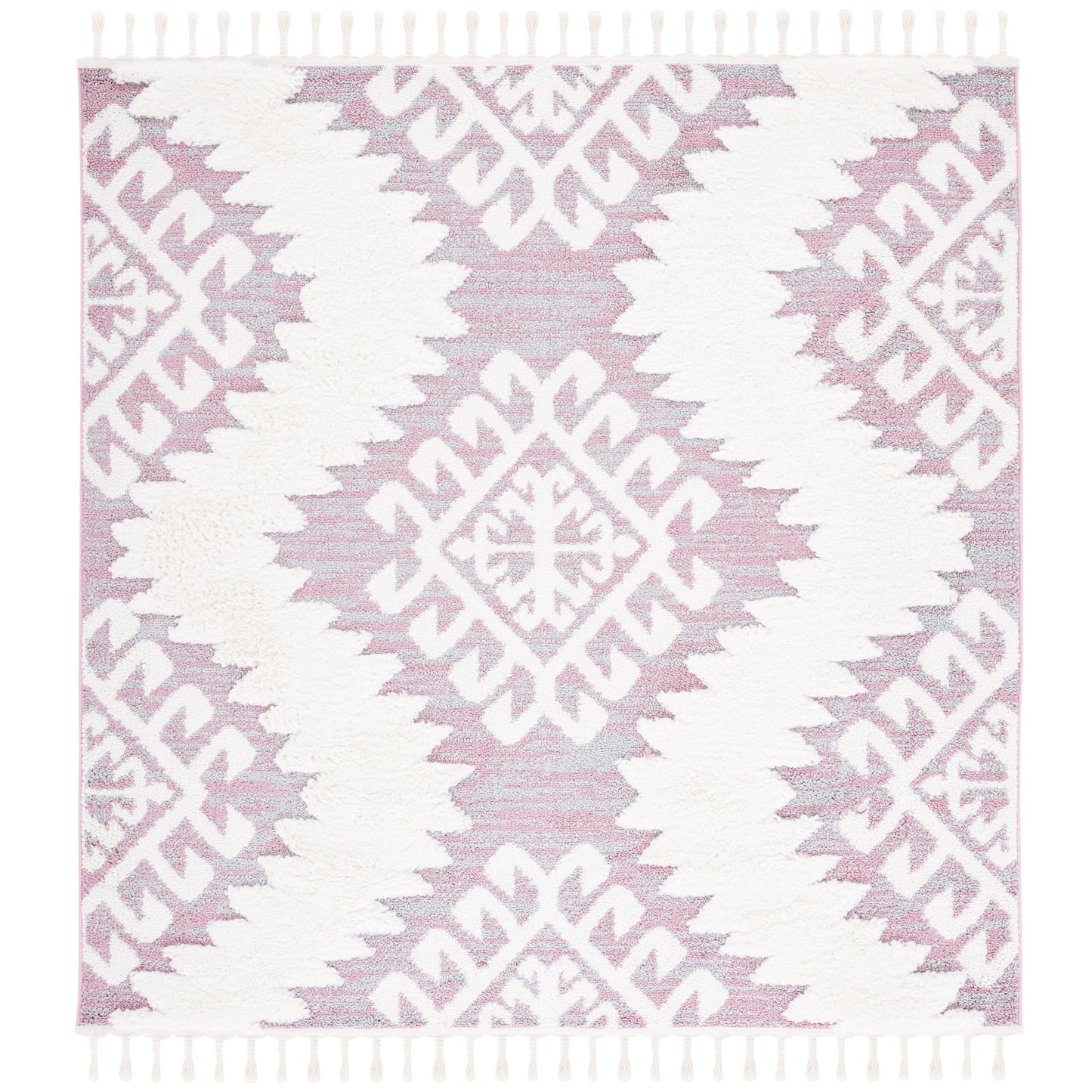 SAFAVIEH Tapis à poils longs marocains à pampilles Berneice Boho Tribal 2 pouces d'épaisseur