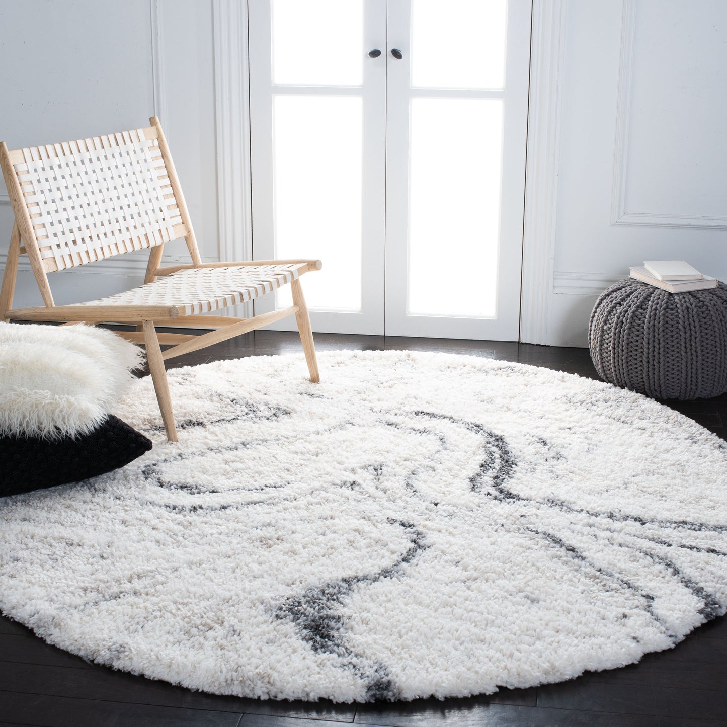 SAFAVIEH, Fontana Shag Zviya Tapis moderne abstrait de 5,1 cm d'épaisseur