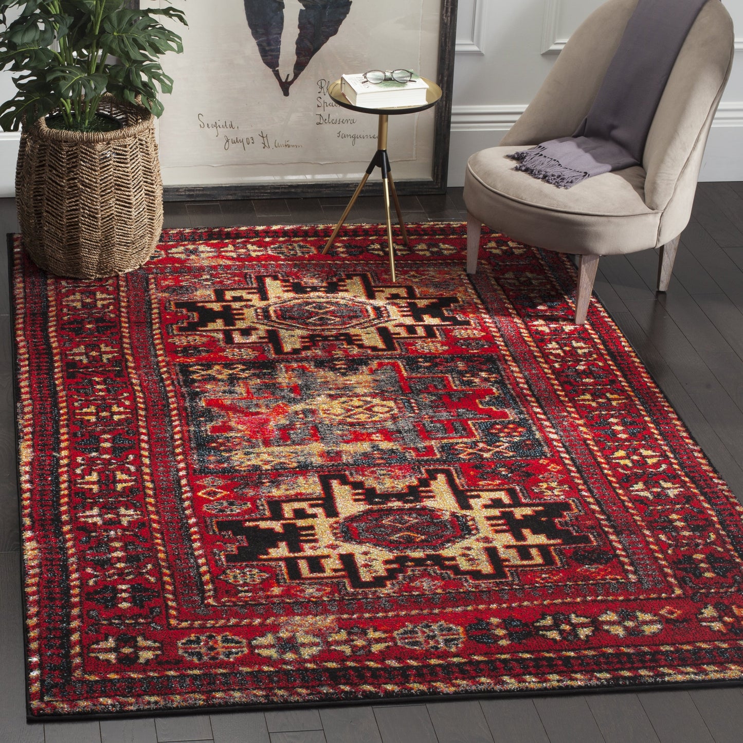 SAFAVIEH, Tapis Oriental Vintage Hamadan Lilla en détresse