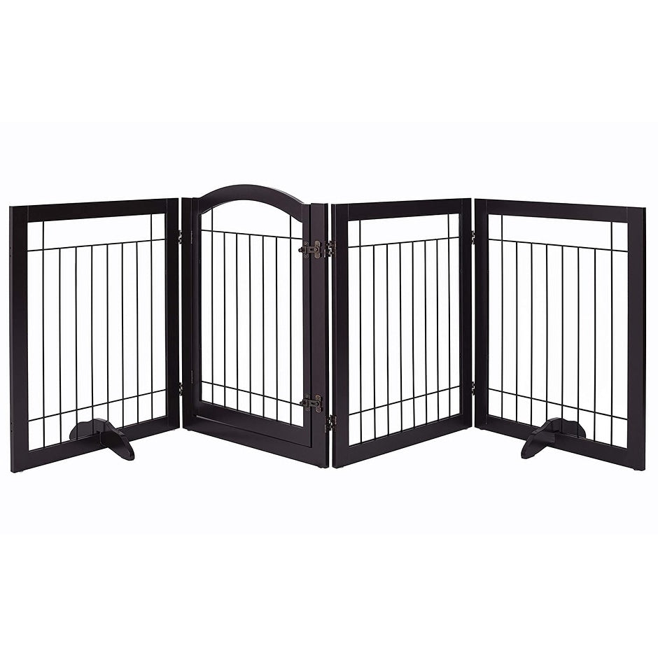 Barrière pour chien SPIRICH extra large de 96 pouces et haute de 30 pouces avec porte de passage, barrière pour animaux de compagnie autoportante en fil de fer, clôture de sécurité pour chiots