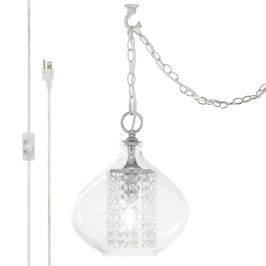 Pendentif en verre de Wallock et bijoux en cristal à facettes en verre Orchidée argentée, à brancher et à accrocher