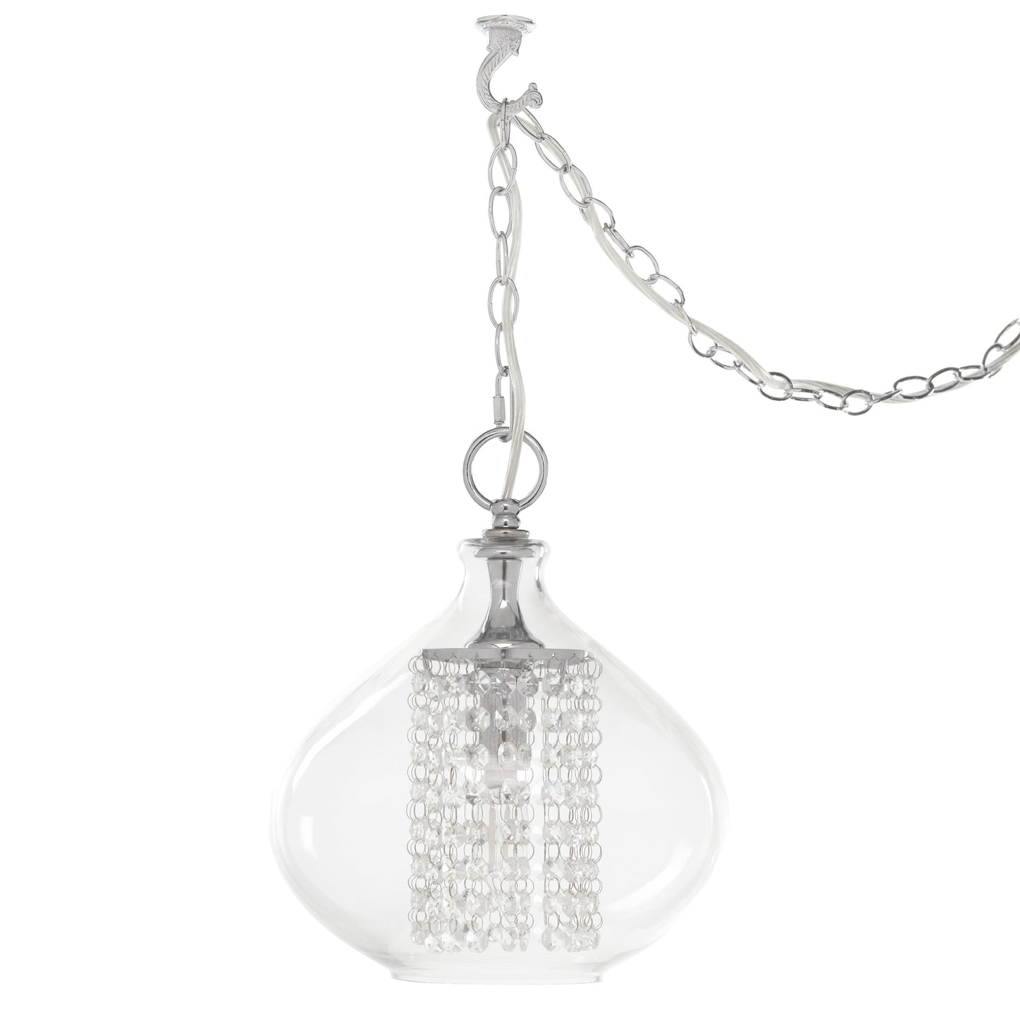 Pendentif en verre de Wallock et bijoux en cristal à facettes en verre Orchidée argentée, à brancher et à accrocher