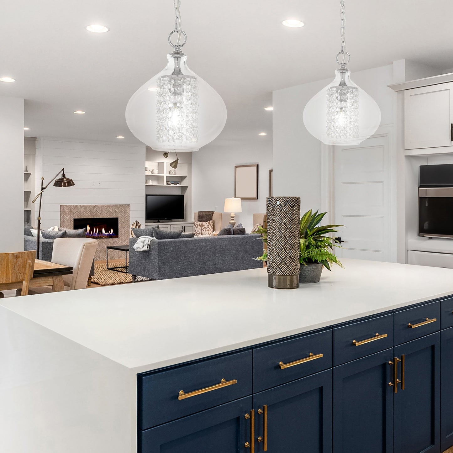 Pendentif en verre de Wallock et bijoux en cristal à facettes en verre Orchidée argentée, à brancher et à accrocher