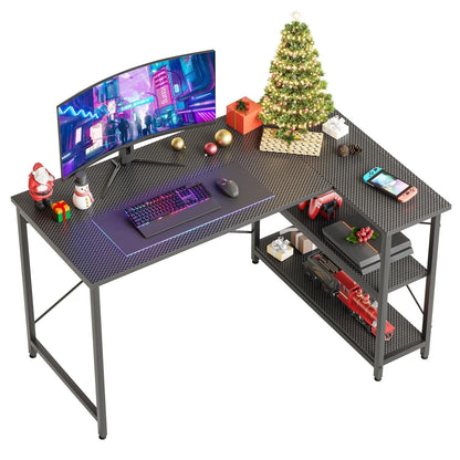 Petit bureau en L avec étagères de rangement Bureau d'ordinateur d'angle