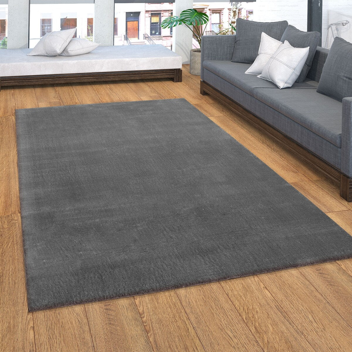 Tapis doux et lavable avec envers antidérapant, couleurs unies