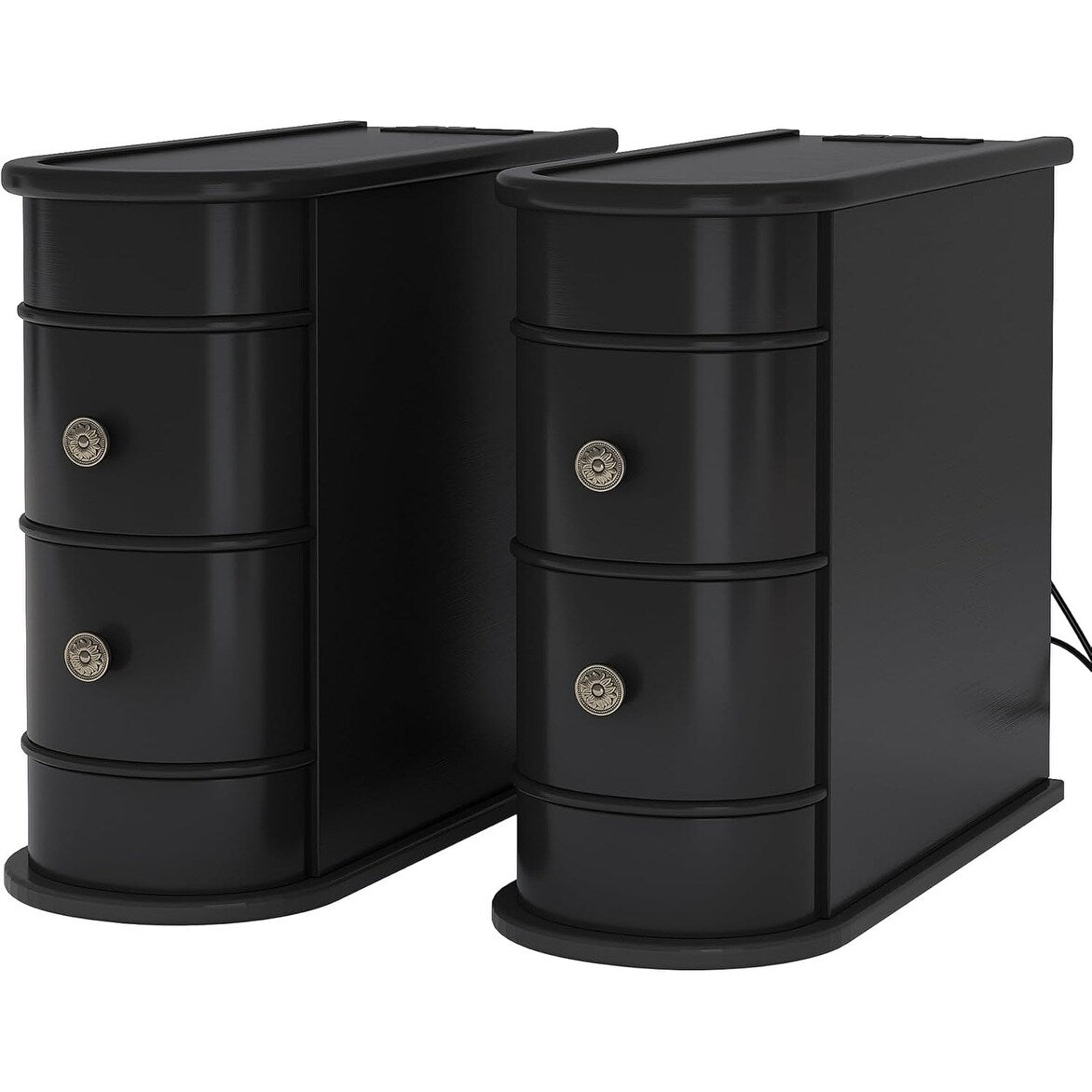 Table d'appoint étroite à deux tiroirs en bois massif