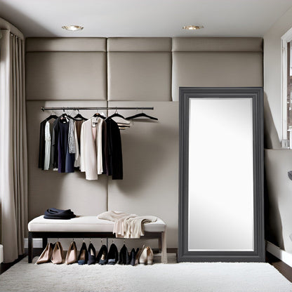 Grand miroir sur toute la surface, miroir surdimensionné, cadre en imitation bois lisse, miroir rectangulaire à suspendre au mur