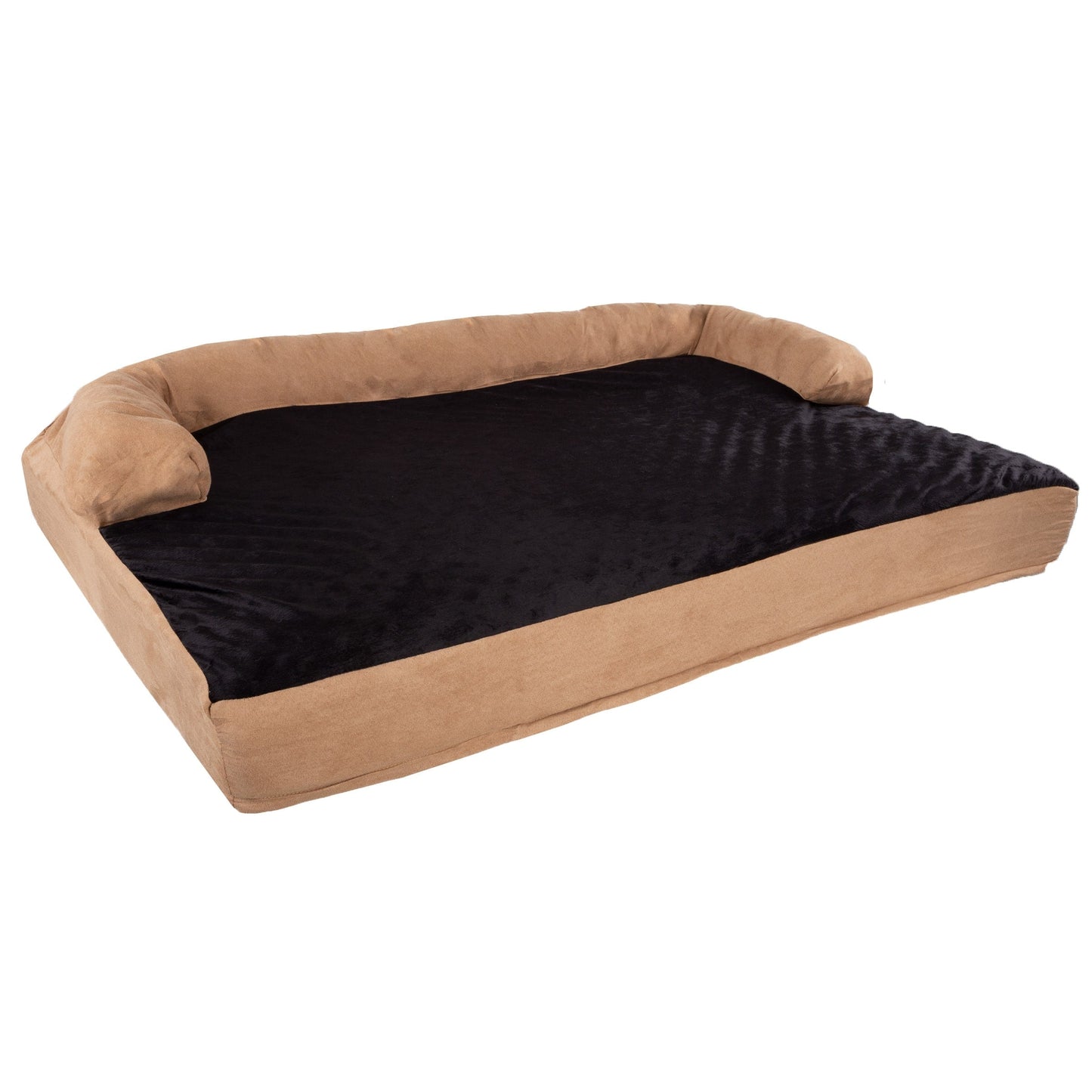 Lit pour animal de compagnie beige/noir - Canapé orthopédique 3 couches pour chien avec gel rafraîchissant, mousse à mémoire de forme et renfort de nuque