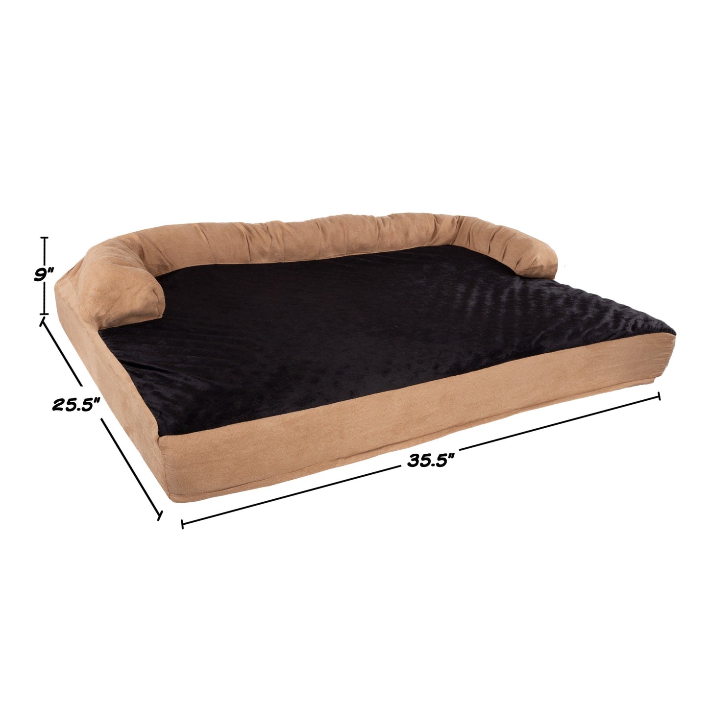 Lit pour animal de compagnie beige/noir - Canapé orthopédique 3 couches pour chien avec gel rafraîchissant, mousse à mémoire de forme et renfort de nuque
