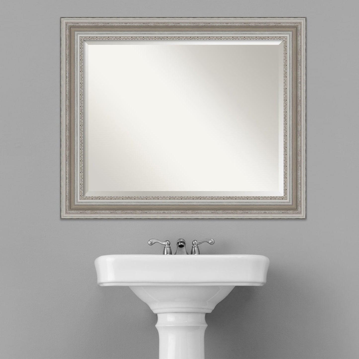Miroir mural biseauté pour salle de bain - Cadre argenté Parlor