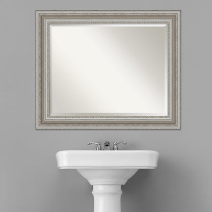 Miroir mural biseauté pour salle de bain - Cadre argenté Parlor