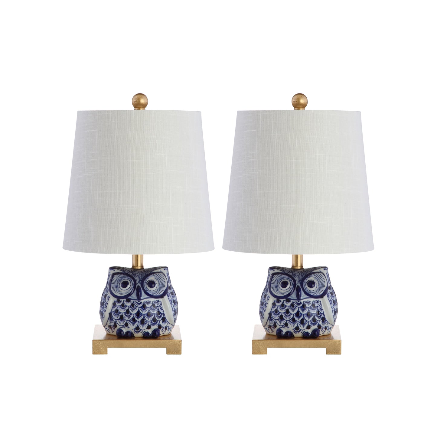 Mini lampe de table en céramique Tiki 16, bleu/blanc (lot de 2) par JONATHAN Y